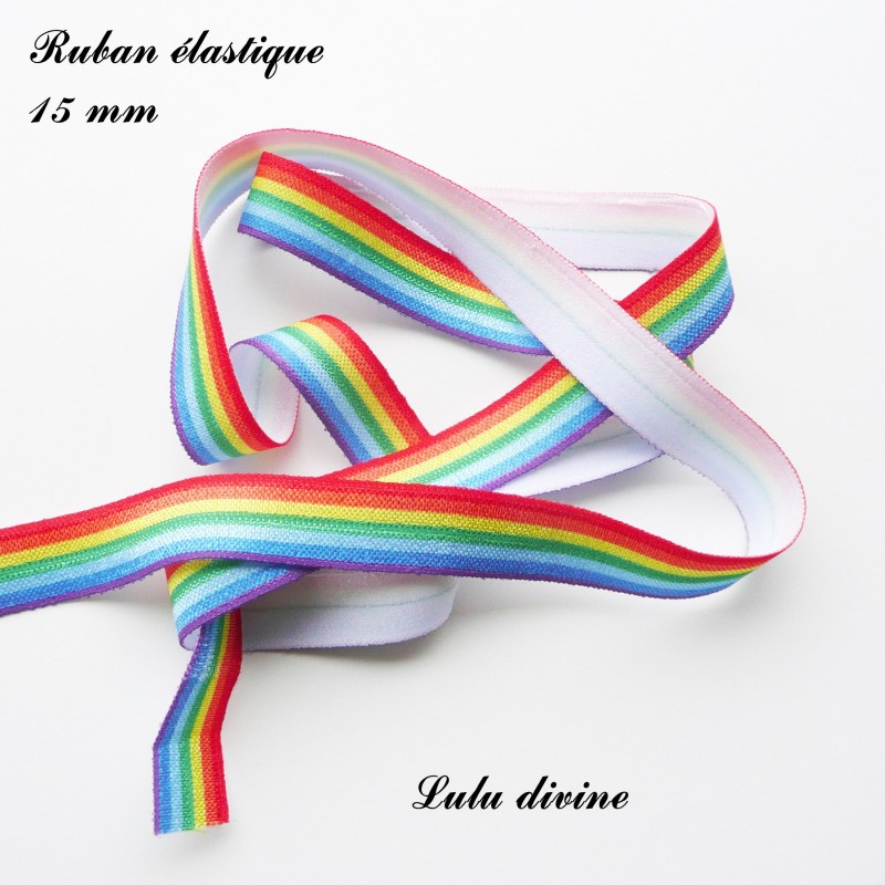 Ruban Lastique Arc En Ciel De Mm