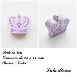  Perle en bois de 28 x 14 mm, Perle plate Couronne 
