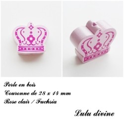  Perle en bois de 28 x 14 mm, Perle plate Couronne 