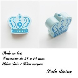  Perle en bois de 28 x 14 mm, Perle plate Couronne 