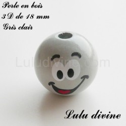 Perle en bois 3D Smiley 