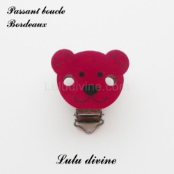 Pince / Clip en bois, attache tétine, passant, Ouson