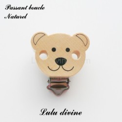 Pince / Clip en bois, attache tétine, passant, Ouson