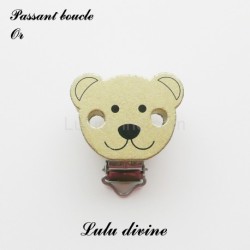 Pince / Clip en bois, attache tétine, passant, Ouson