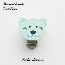 Pince / Clip en bois, attache tétine, passant, Ouson