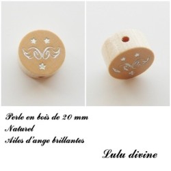 Perle en bois  Ailes d'ange 