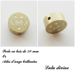 Perle en bois  Ailes d'ange 