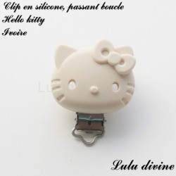 Pince / Clip en silicone, attache tétine, passant, Hello kitty