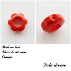 Perle bois Fleur 30 mm avec trous