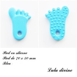 Pied en silicone de 70 x 50 mm, spécial dentition / Hochet / Attache tétine 