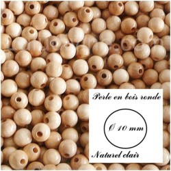 Perle en bois ronde Ø 10 mm