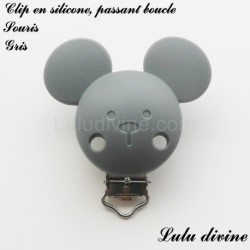Pince / Clip en silicone, attache tétine, passant, Souris