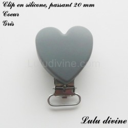 Pince / Clip en silicone, attache tétine, passant de 20 mm Coeur