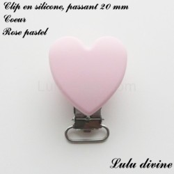 Pince / Clip en silicone, attache tétine, passant de 20 mm Coeur