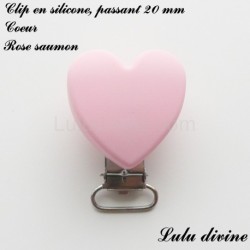 Pince / Clip en silicone, attache tétine, passant de 20 mm Coeur