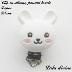 Pince / Clip en silicone, attache tétine, passant, Lapin 2