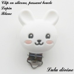 Pince / Clip en silicone, attache tétine, passant, Lapin