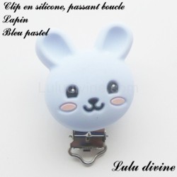Pince / Clip en silicone, attache tétine, passant, Lapin