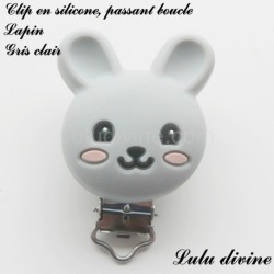 Pince / Clip en silicone, attache tétine, passant, Lapin
