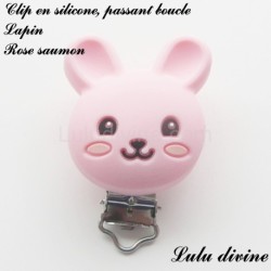Pince / Clip en silicone, attache tétine, passant, Lapin
