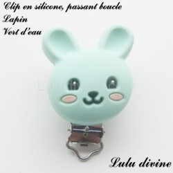 Pince / Clip en silicone, attache tétine, passant, Lapin