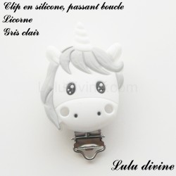 Pince / Clip en silicone, attache tétine, passant, Licorne 2