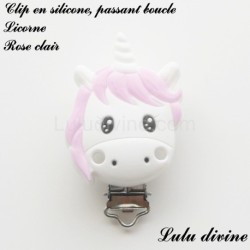 Pince / Clip en silicone, attache tétine, passant, Licorne