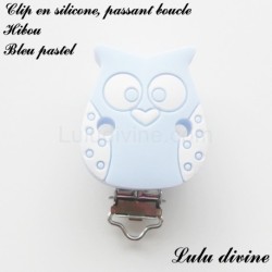Pince / Clip en silicone, attache tétine, passant, Hibou 