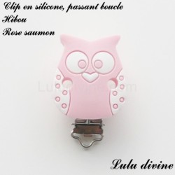 Pince / Clip en silicone, attache tétine, passant, Hibou 
