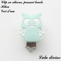 Pince / Clip en silicone, attache tétine, passant, Hibou 