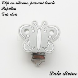 Pince / Clip en silicone, attache tétine, passant, Papillon