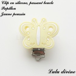 Pince / Clip en silicone, attache tétine, passant, Papillon