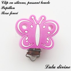 Pince / Clip en silicone, attache tétine, passant, Papillon 2