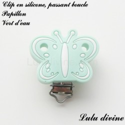 Pince / Clip en silicone, attache tétine, passant, Papillon