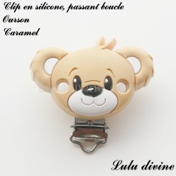 Pince / Clip en silicone, attache tétine, passant, Ourson 2