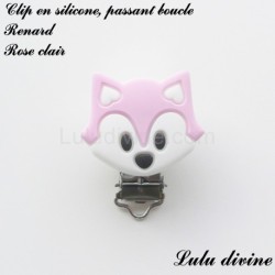 Pince / Clip en silicone, attache tétine, passant, Renard