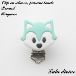 Pince / Clip en silicone, attache tétine, passant, Renard