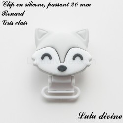 Pince / Clip en silicone, attache tétine, passant de 20 mm, Renard  2