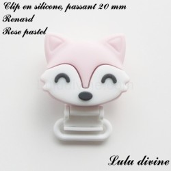 Pince / Clip en silicone, attache tétine, passant de 20 mm, Renard 