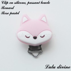 Pince / Clip en silicone, attache tétine, passant, Renard