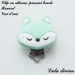 Pince / Clip en silicone, attache tétine, passant, Renard