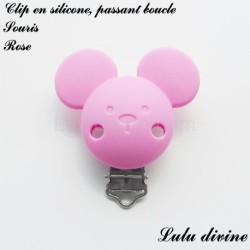 Pince / Clip en silicone, attache tétine, passant, Souris
