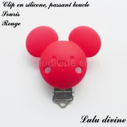 Pince / Clip en silicone, attache tétine, passant, Souris