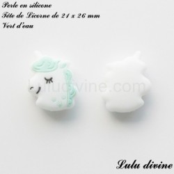 Perle en silicone Tête de Licorne