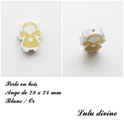 Perle en bois de 28 x 24 mm, Perle plate Ange