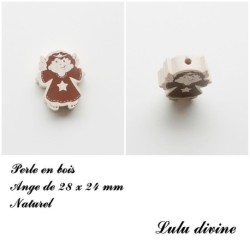 Perle en bois de 28 x 24 mm, Perle plate Ange