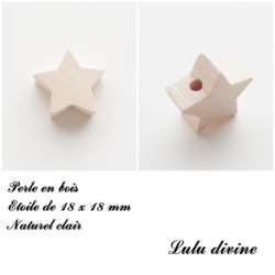 Perle en bois de 18 x 18 mm, Perle plate Etoile