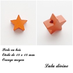 Perle en bois de 18 x 18 mm, Perle plate Etoile