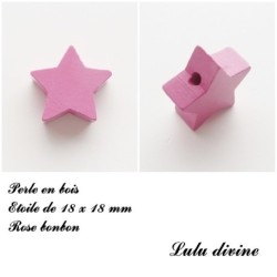 Perle en bois de 18 x 18 mm, Perle plate Etoile