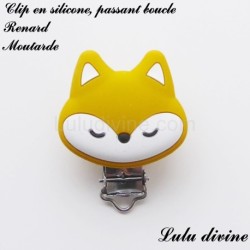 Pince / Clip en silicone, attache tétine, passant, Renard